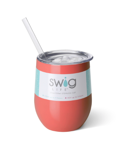 Swig Wine Cup 12oz Coral