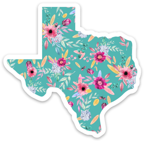 Texas Teal Floral Sticker