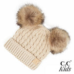 Kids C.C. Beige Pom Beanie