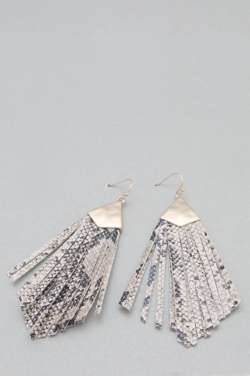 Snakeskin Fringe Earrings